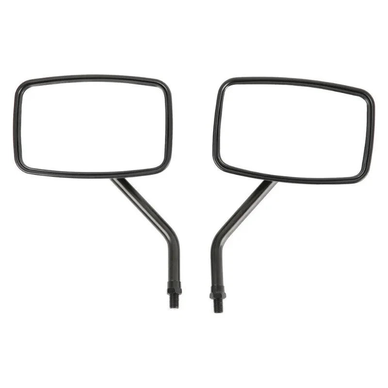 1 Pair Black 10MM Universal Motorcycle Rear View Mirrors Thread Black Rectangle Rearview Side Mi - Automotive LED Light