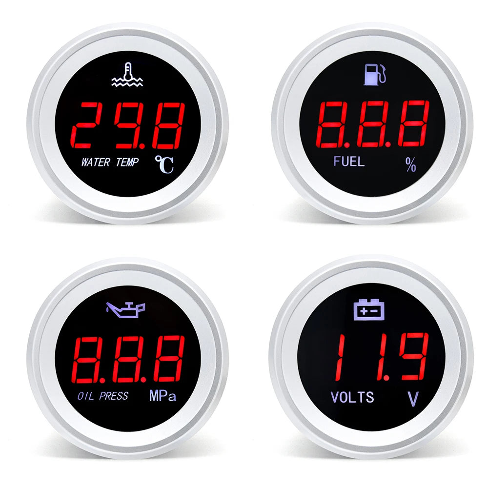 HD 52MM Car Water Temperature Gauge / Oil Level Gauge / Voltmeter Fuel Pressure Meter with 0-1.0 - Automotive LED Light