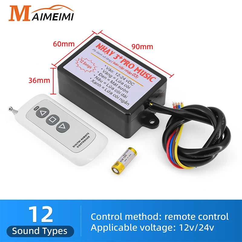 Car Horn Controller with 8 10 12 Sound Effects Switching Electric Horn Speaker Wireless Control  - Automotive LED Light