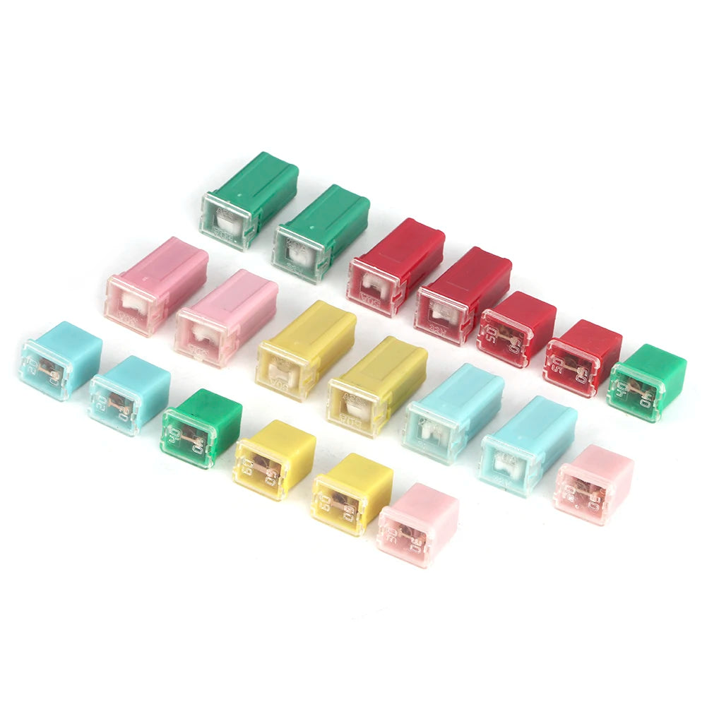 20pcs Rectangle Fuse Set Standard Car Fuse Assortment Kit 20A 30A 40A 50A 60A for Japan and USA  - Automotive LED Light