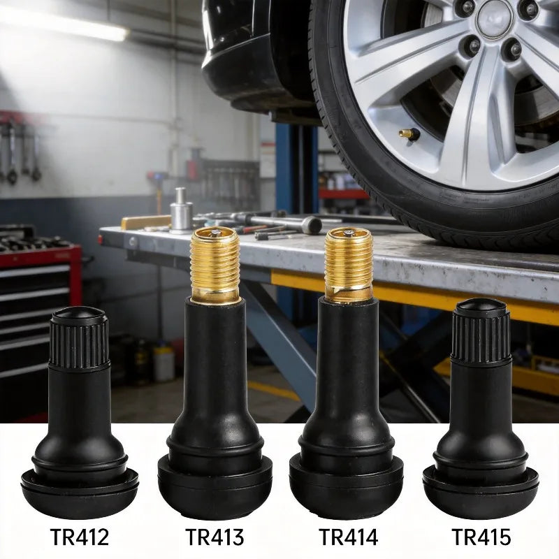 4/8/24PCS Car Tubeless Tire Valve Tire Valve Stem TR412/TR413/TR414/TR415 with Dust Cover Black  - Automotive LED Light