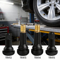 4/8/24PCS Car Tubeless Tire Valve Tire Valve Stem TR412/TR413/TR414/TR415 with Dust Cover Black  - Automotive LED Light