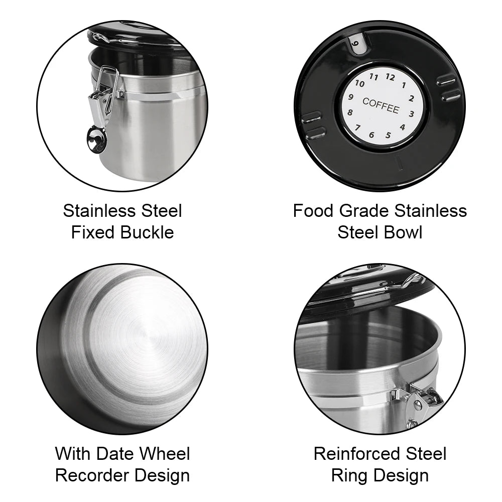 Stainless Steel Airtight Lid Preserves Freshness Storage Canister Coffee Container with co2 Valv - Automotive LED Light