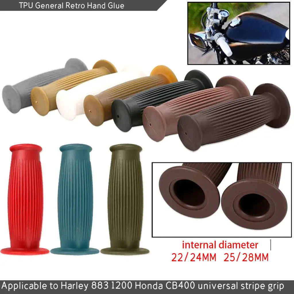 Motorcycle Handlebar Accessory Rubber Hand Grips Retro Style Non Slip for Chopper Bike - Automotive LED Light