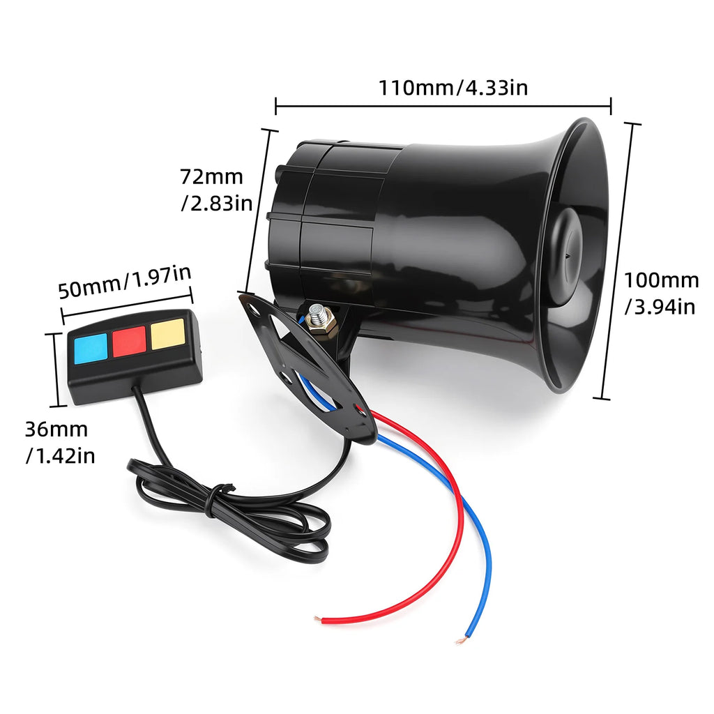 AD 12V Car Speaker Alarm Horn Tone Sound Car Siren Automobile Siren Horn 60W Mic PA Speaker Syst - Automotive LED Light