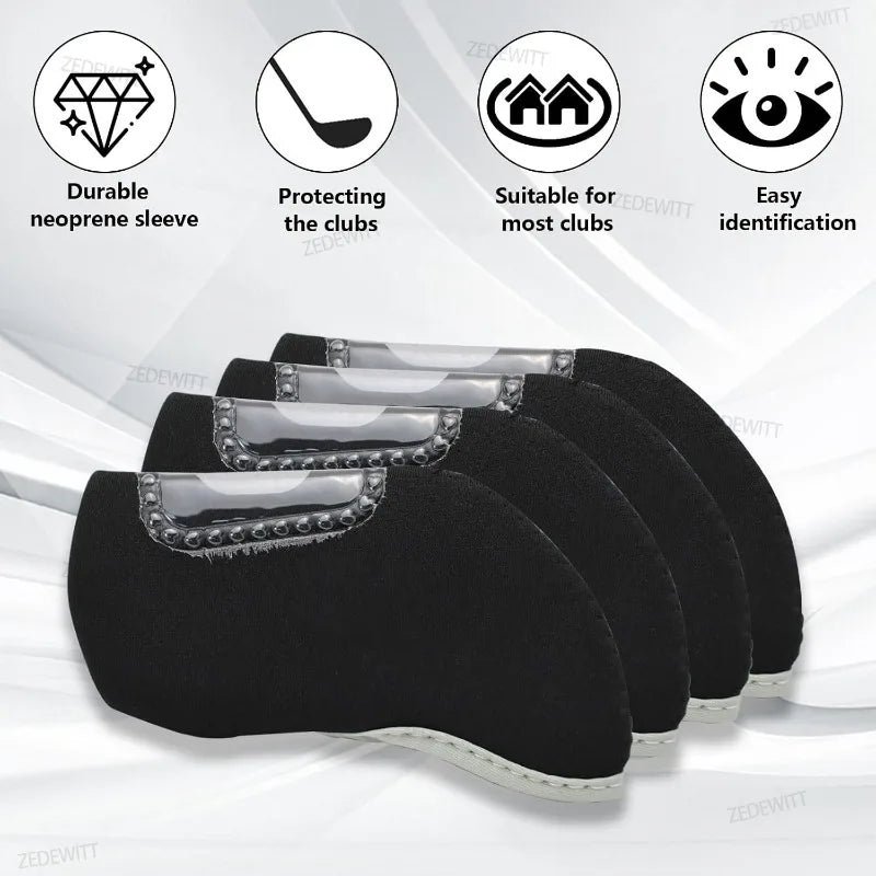 Premium Soft Durable 10Pcs Set Golf Iron Headcovers Visible Window Sleeve Protector Fit All Bran - Automotive LED Light