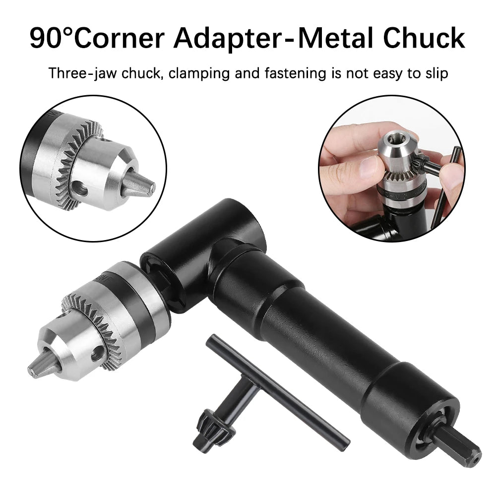 3 Jaw Clip 90 Degrees Right Angle Extender For Electric Drill Bits Adapter Plastic/Metal Chucks  - Automotive LED Light