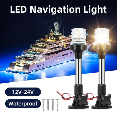 12V 24V Fold Down Navigation Light Boat LED Sailing Signal Light Yacht Marine 180 Degree Navigat - Automotive LED Light