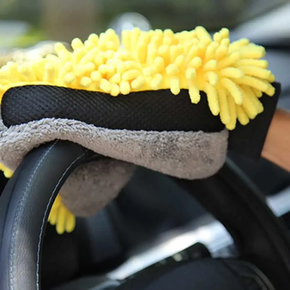 Car Wash Glove Coral Mitt Soft Anti-scratch for Car Wash Multifunction Thick Cleaning Glove Car  - Automotive LED Light