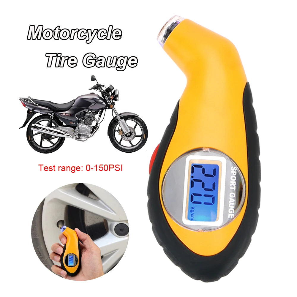 150Psi Tester Motorcycle Tire Gauge Pressure Monitor Manometer Digital Bike Tyre Test Meter Tool - Automotive LED Light