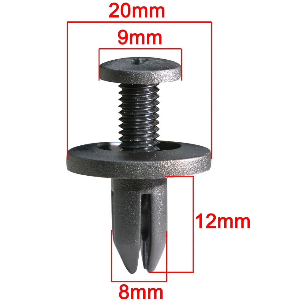 AD 50pcs Clips 8mm Hole Auto Fasteners Retainer Push Pin Door Rivet Black Plastic Clip Fasteners - Automotive LED Light