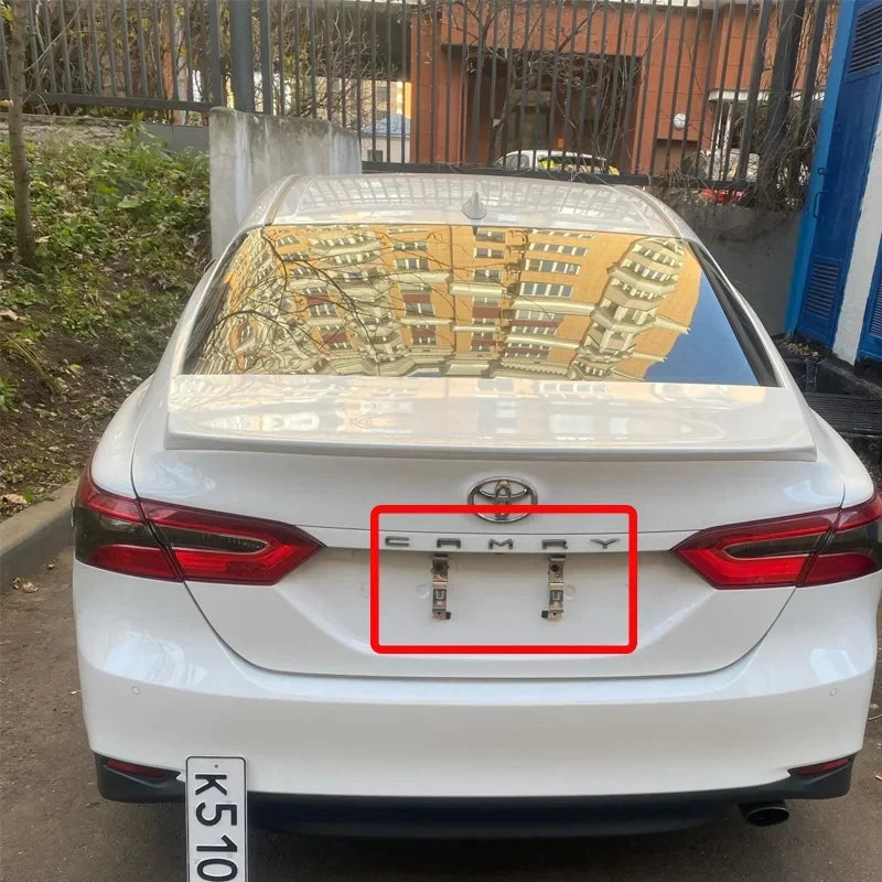 2 PCS Rectangular Car License Plate Spring Loaded Stainless Steel Bracket Cars Frame Holder Clam - Automotive LED Light