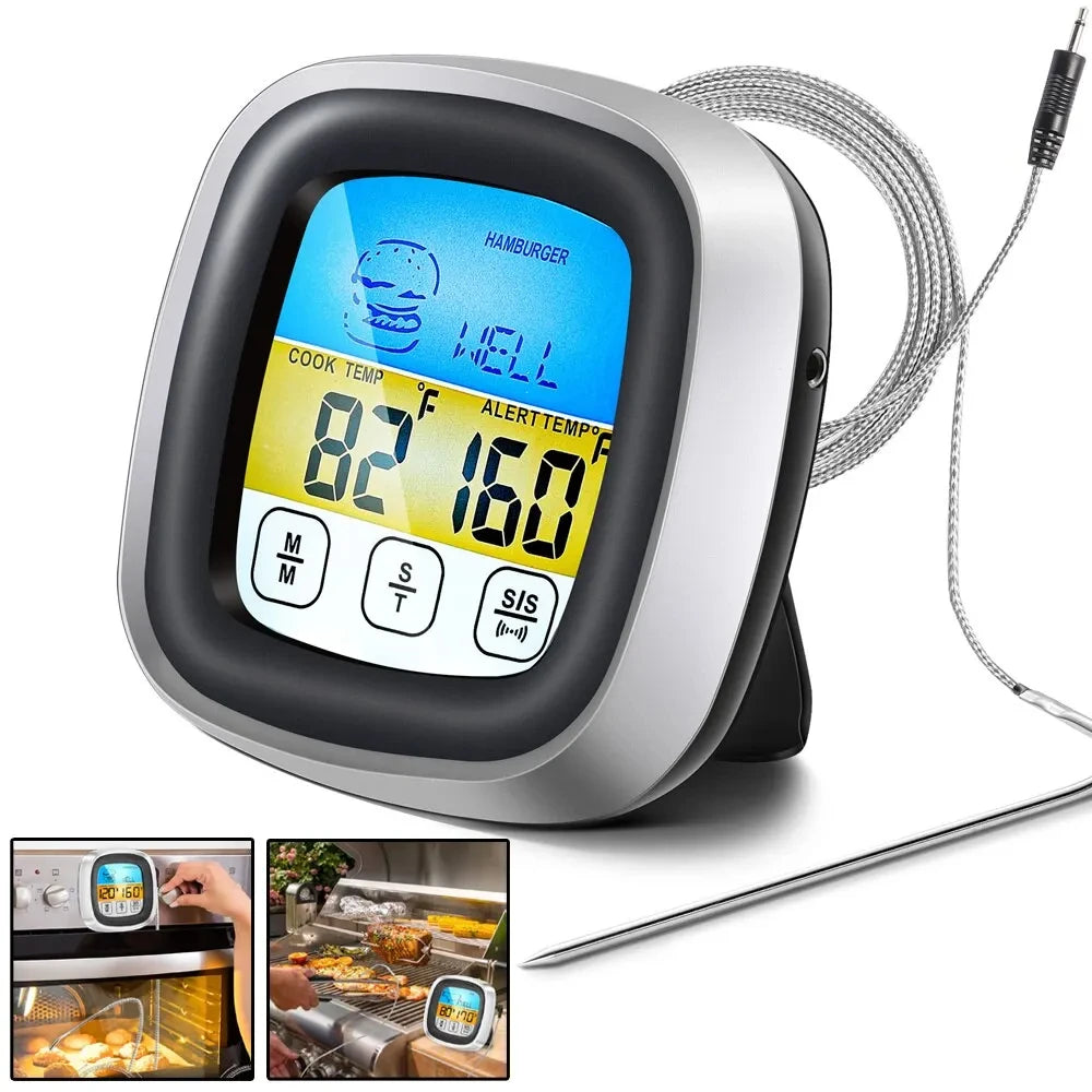 Digital Kitchen Thermometer Probe Touch Screen Meat Barbecue Food Temperature Measure Tool Steak - Automotive LED Light