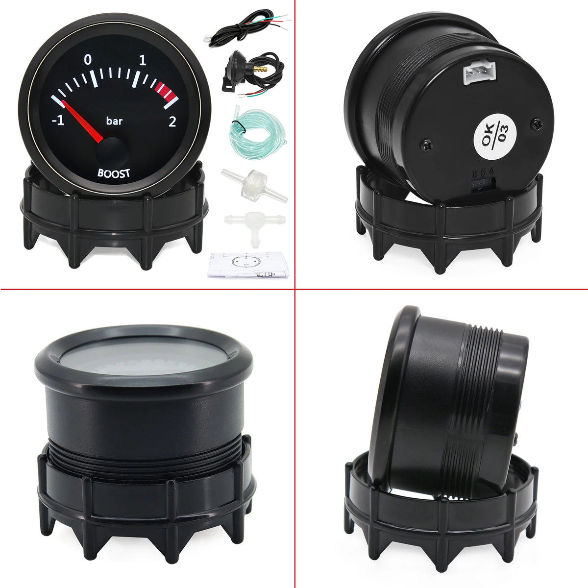 Car Gauge Racing Water Temp Oil Temp Air fuel ratio Fuel Volts 52mm 2 Inch With Sensor Red Point - Automotive LED Light
