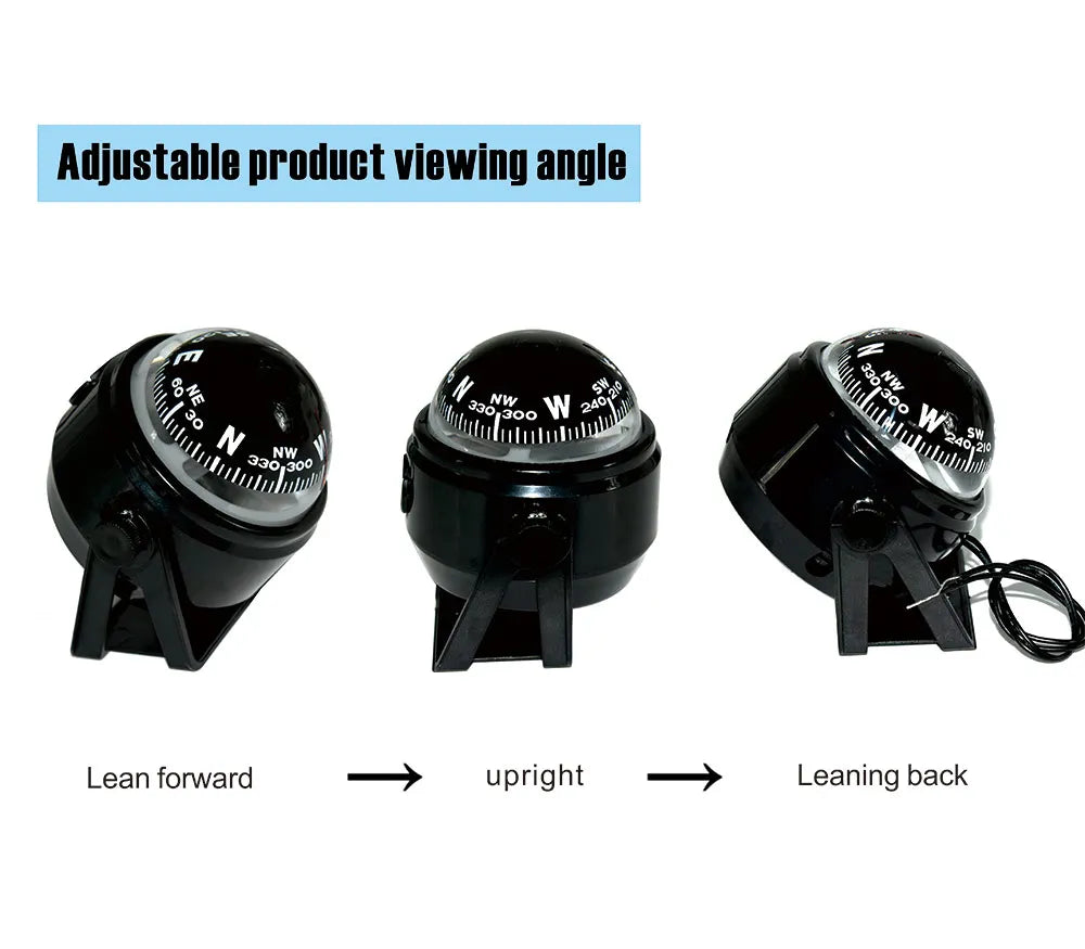 Ball Shaped Boat Compass Vehicle Navigation Car Compass with Dial Sea Pivoting Marine Boat Compa - Automotive LED Light