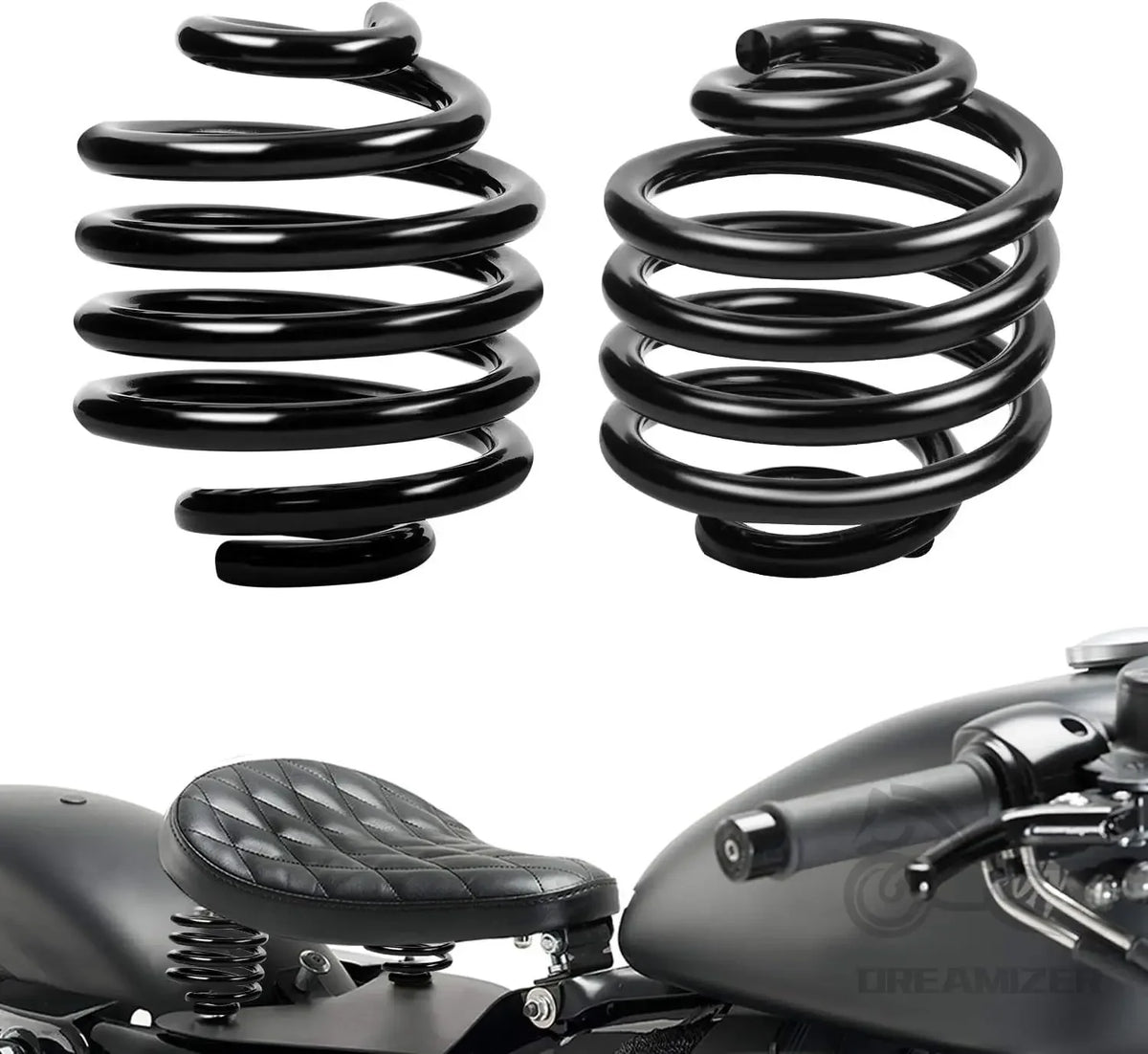 Black Solo Seat Springs Fit for Harley Davidson Chopper Bobber Softail Sportster - Automotive LED Light