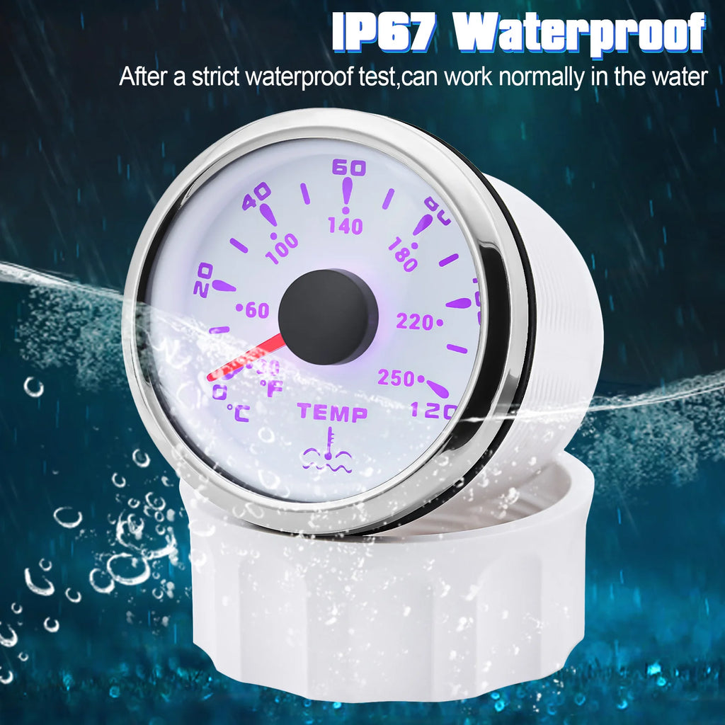 2" 52mm Water Temperature Gauge 0~120℃ with 7 Color Backlight Water Temp Sensor  for M16 M14 - Automotive LED Light