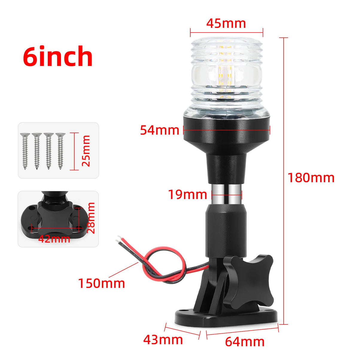 12V 24V Fold Down Navigation Light Boat LED Sailing Signal Light Yacht Marine 180 Degree Navigat - Automotive LED Light