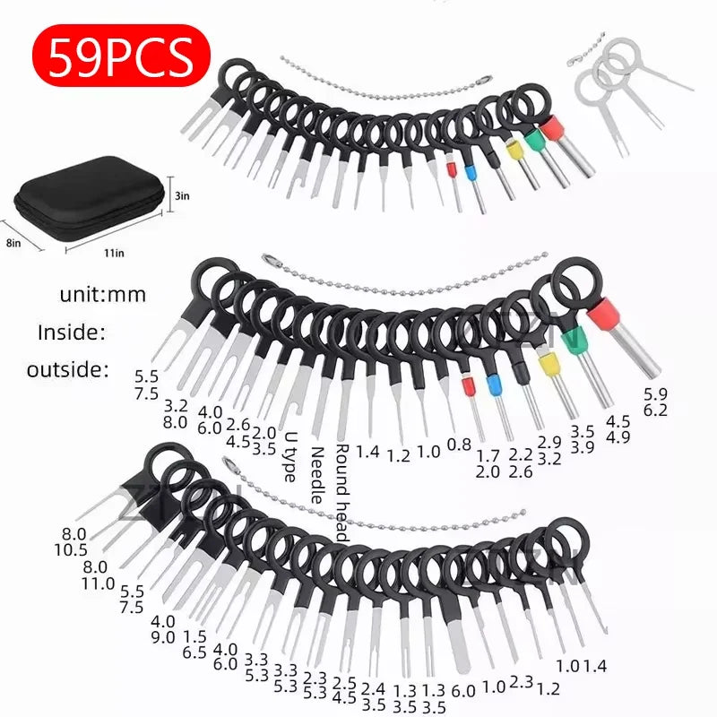 59Pcs Car Terminal Universal Removal Kit Pin Remover Wire Plug Connector Extractor Puller Repair - Automotive LED Light