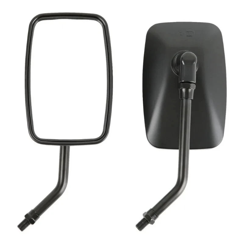 1 Pair Black 10MM Universal Motorcycle Rear View Mirrors Thread Black Rectangle Rearview Side Mi - Automotive LED Light