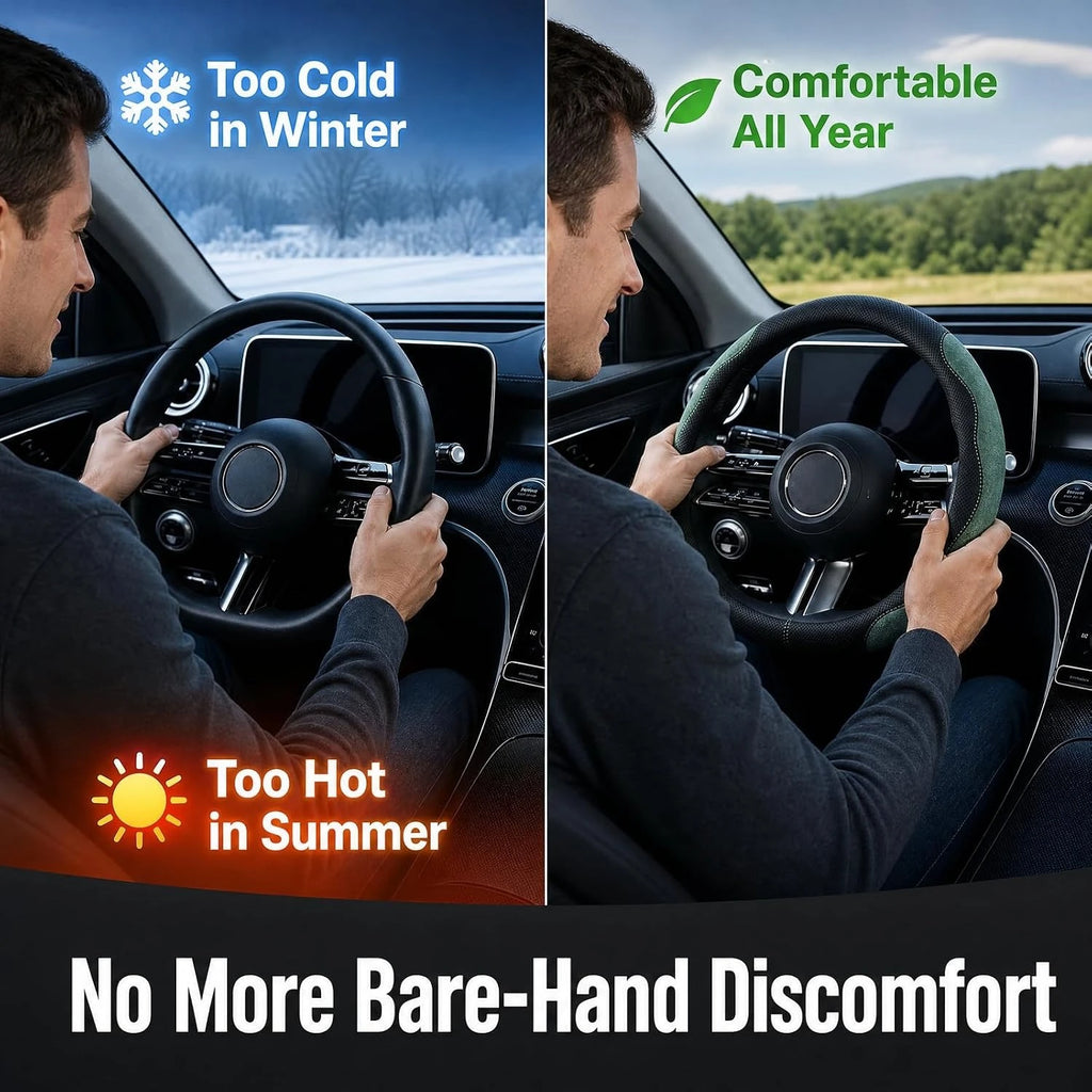 Anti Slip Durable Leather Car Steering Wheel Cover Soft Breathable Lining Universal Interior Pro - Automotive LED Light