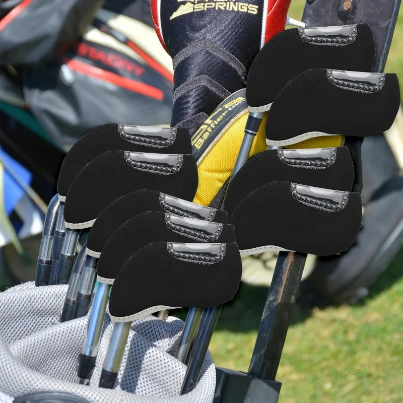 Premium Soft Durable 10Pcs Set Golf Iron Headcovers Visible Window Sleeve Protector Fit All Bran - Automotive LED Light