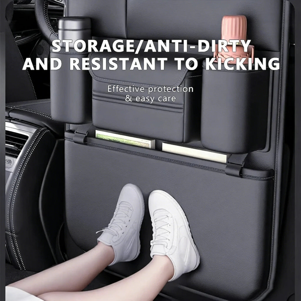 HOMEFISH 6-Pocket Car Seat Back Storage Bag Wear-Resistant Car Backseat Organizer Tissue/Cup Hol - Automotive LED Light