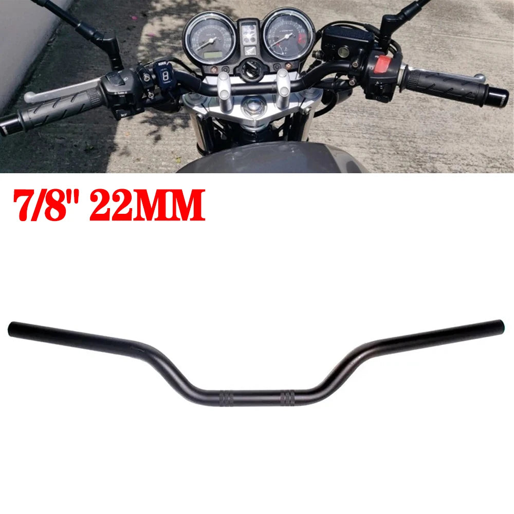 Black 7/8" 22MM Universal Motorcycle Bike Tracker Style Bar Handlebar Cafe Racer Old School For  - Automotive LED Light