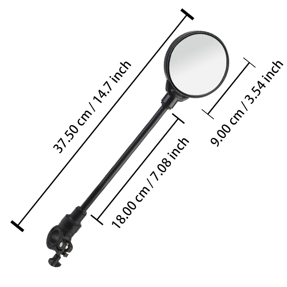 Motorcycle Rear View Mirrors Flexible Rod Universal Shockproof Convex Mirror Wide Angle Rearview - Automotive LED Light
