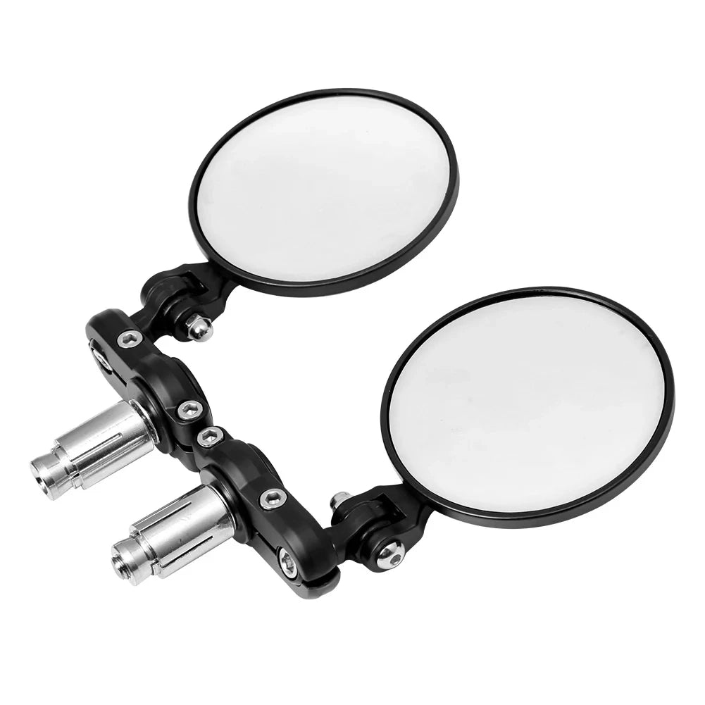 Motorcycle 7/8" 22mm Universal Round Mirrors Handlebar Wing Foldable Mirrors Aluminum Black Hand - Automotive LED Light