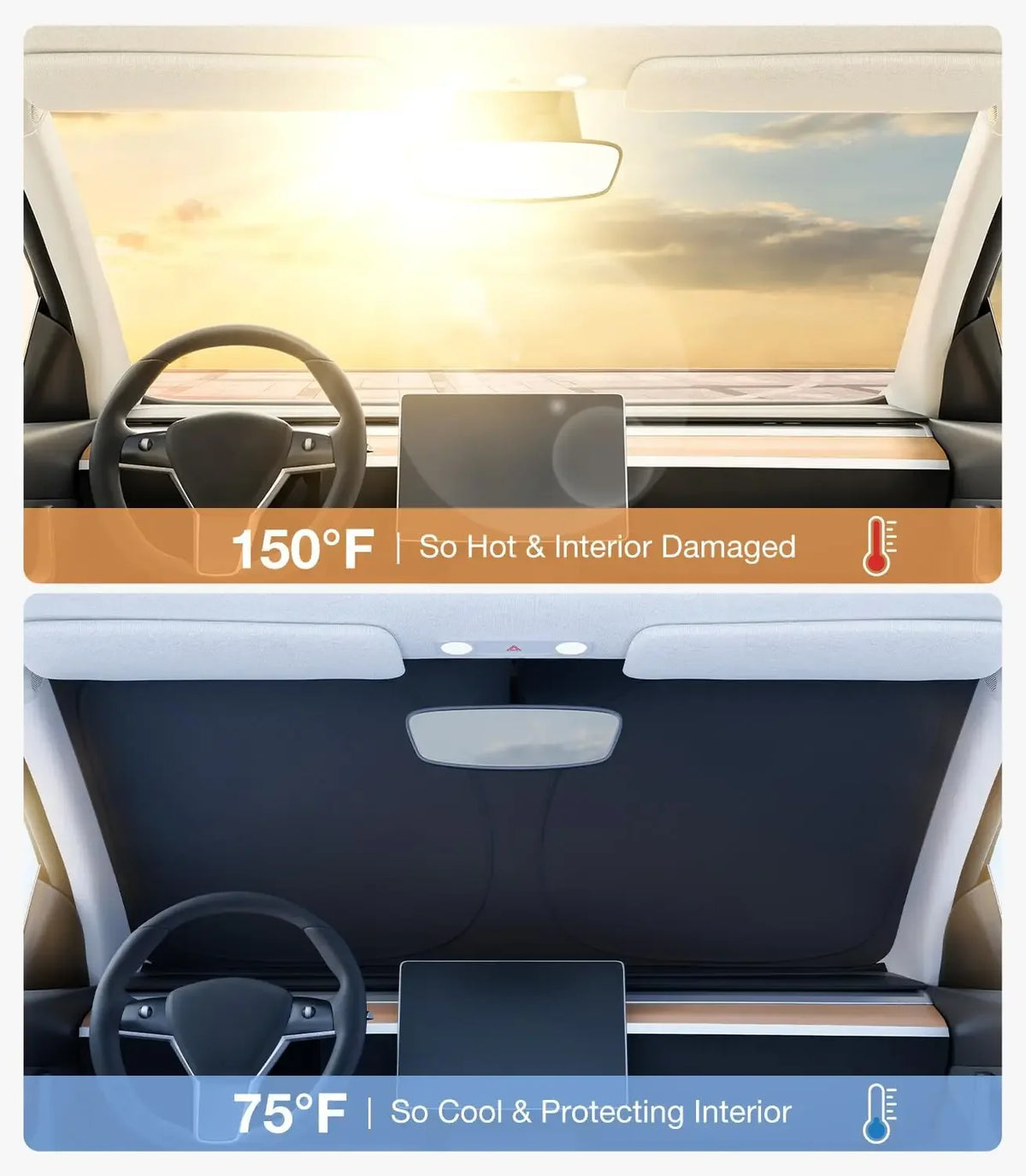 2026 For Tesla Model Y Juniper Model 3 Highland Windshield Sunshade Sun Blockage for Tesla Model 3 Model Y - Automotive