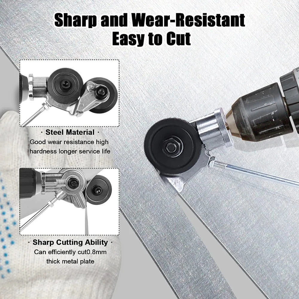 Free Cutting Tool Electric Drill Shears Plate Cutter Metal Nibbler Drill Attachment Double Heade - Automotive LED Light