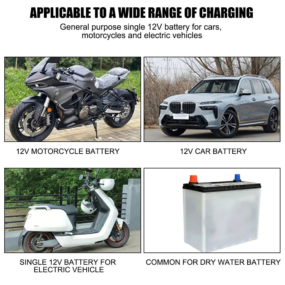 Full Automatic Car Battery Charger Digital LCD Display 2A Fast Charging 3 Stages Lead Acid AGM G - Automotive LED Light