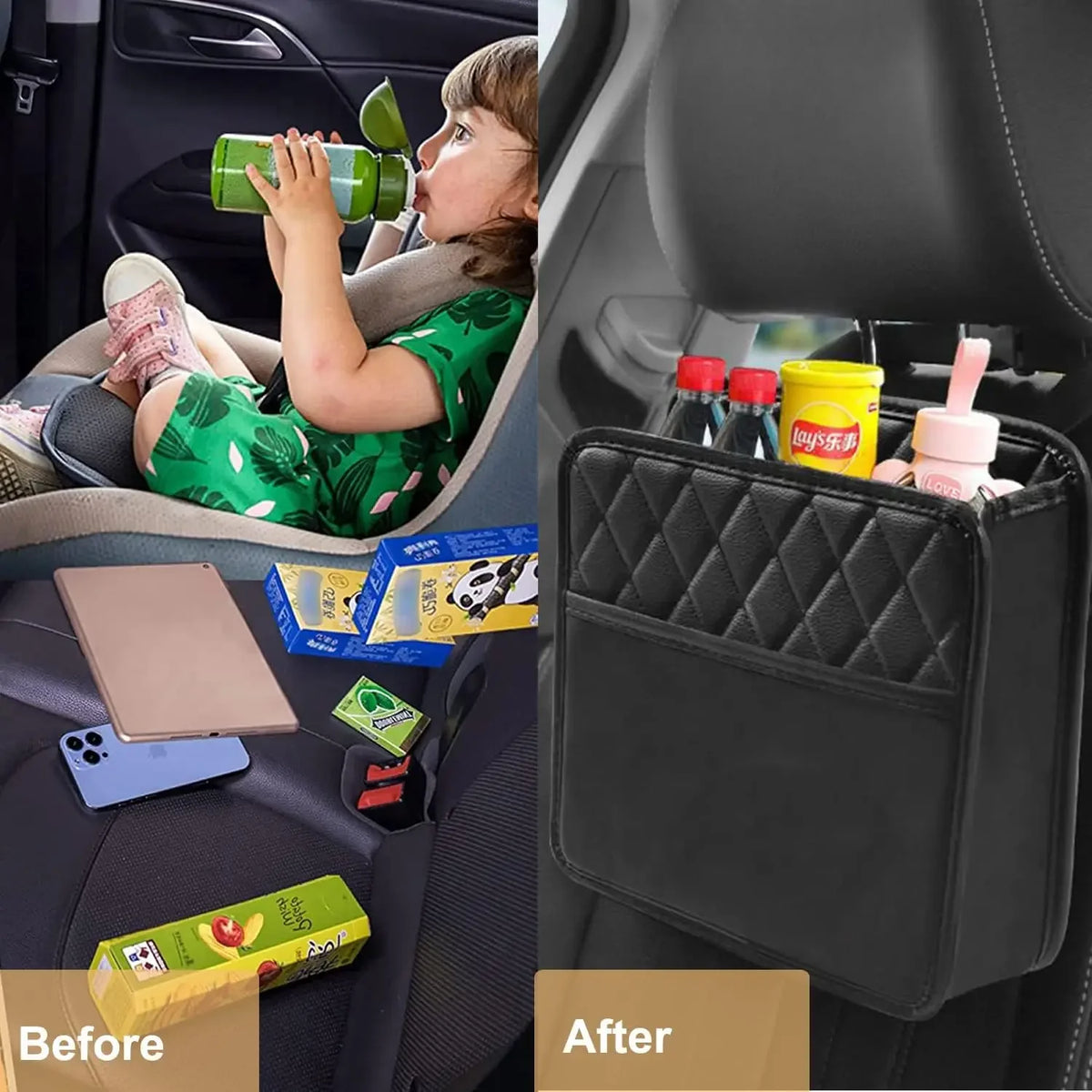 Car Organizer Multi-functional Car Seat Storage Bag Waterproof Hanging Car Seat Organizer Garbag - Automotive LED Light