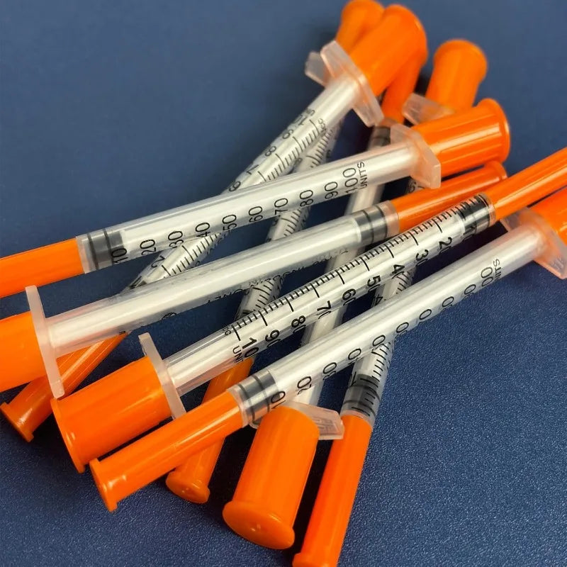 100pcs 0.5/1ml Disposable Syringes with 31Ga 8mm Stainless Needles Pet Feeding Lab Measuring Too - Automotive LED Light