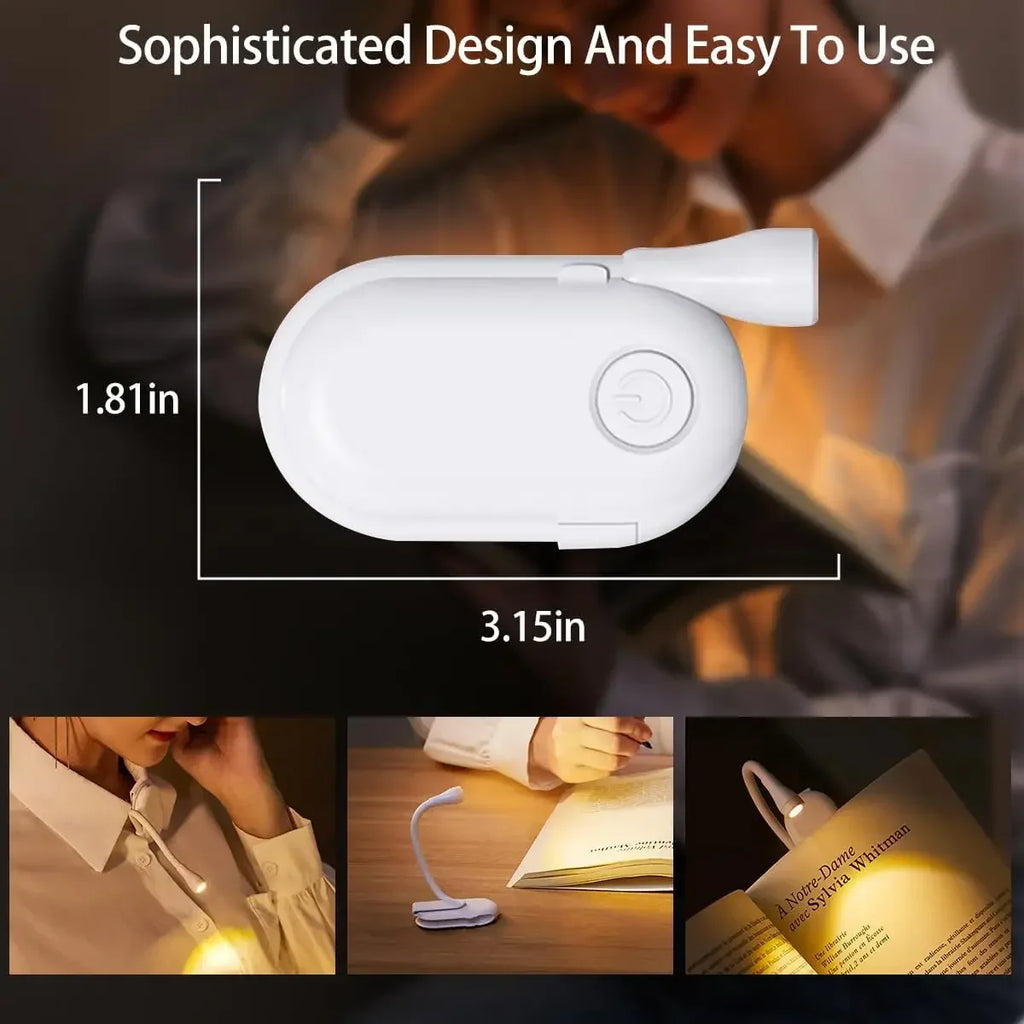 USB Rechargeable Mini Reading Book Lamp LED Dimmable Bedroom Eye Protection 360° Flip Book Lamp  - Automotive LED Light