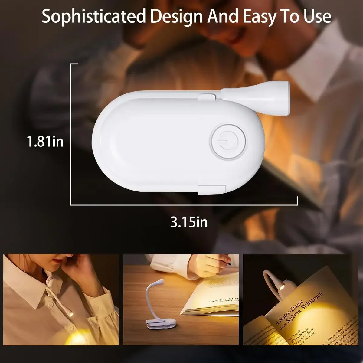 USB Rechargeable Mini Reading Book Lamp LED Dimmable Bedroom Eye Protection 360° Flip Book Lamp  - Automotive LED Light