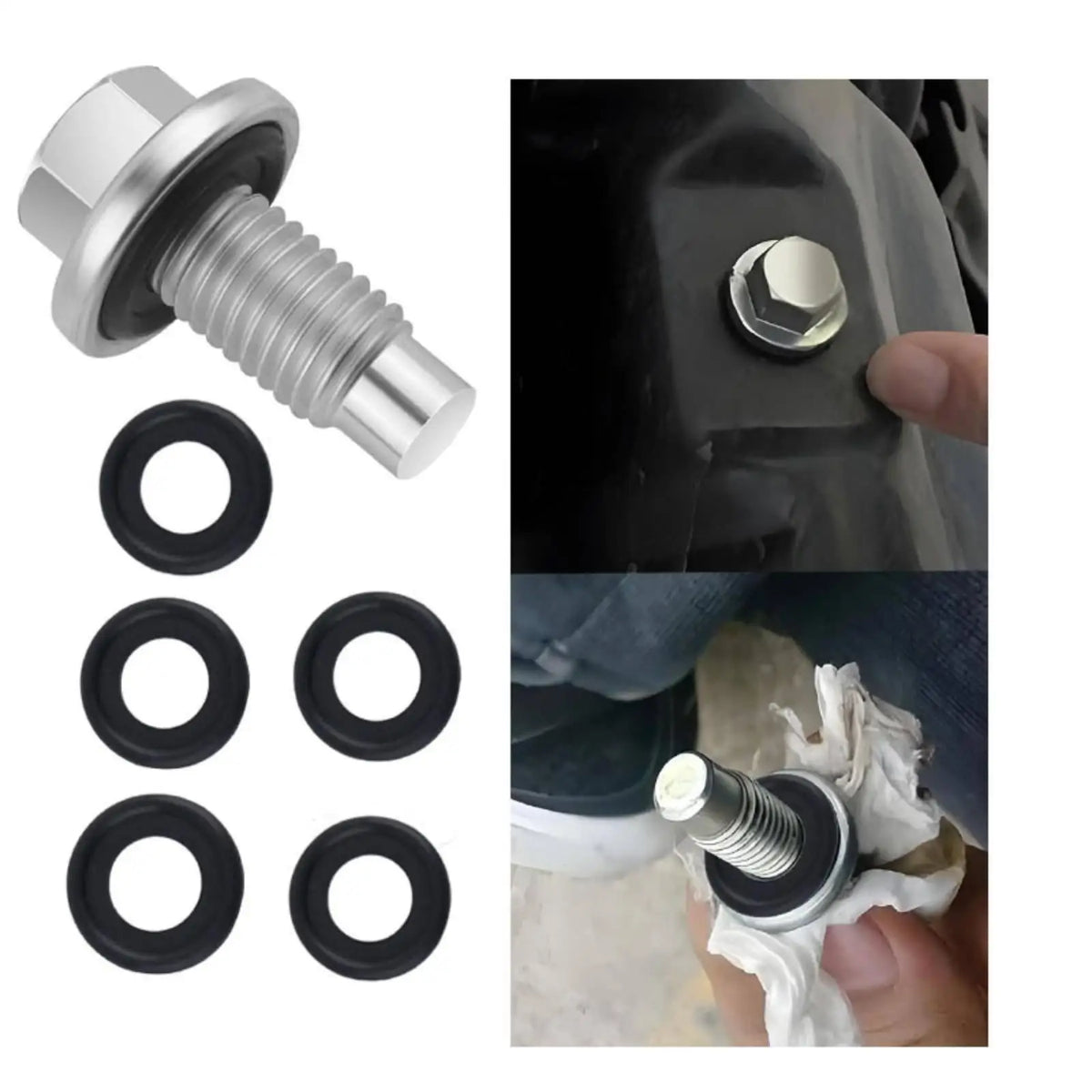 6 Pieces 12mm Oil Drain Plug Includes 5 Spare Washers Oil Drain Plug Gasket Set Zinc-Coated Auto - Automotive LED Light