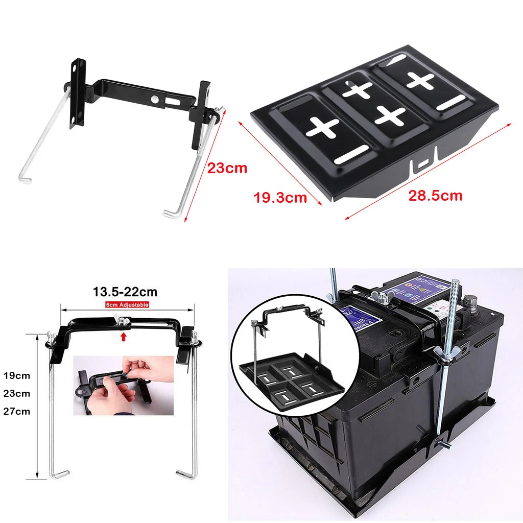 28cm 34cm Universal Battery Tray Bracket Kit 27cm Car Fixed Battery Holder Hold Down Bolts Clamp - Automotive LED Light