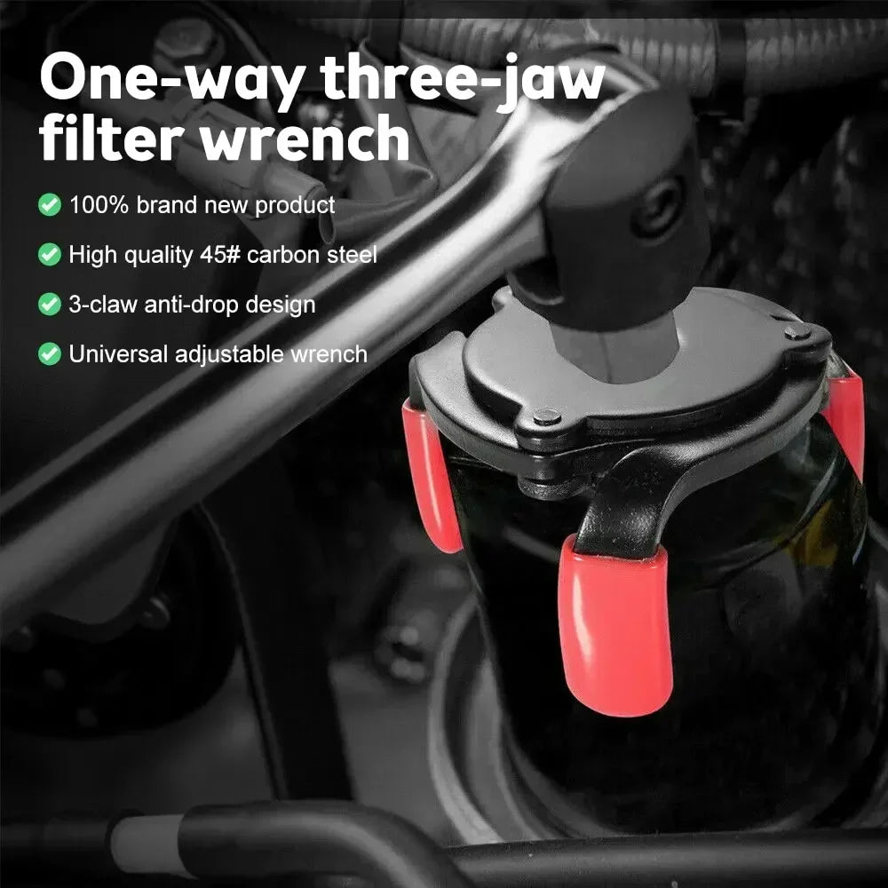 Universal 3 Jaw High Quality Oil Filter Remover Tool Cars Oil Filter Removal Tool Interface Spec - Automotive LED Light