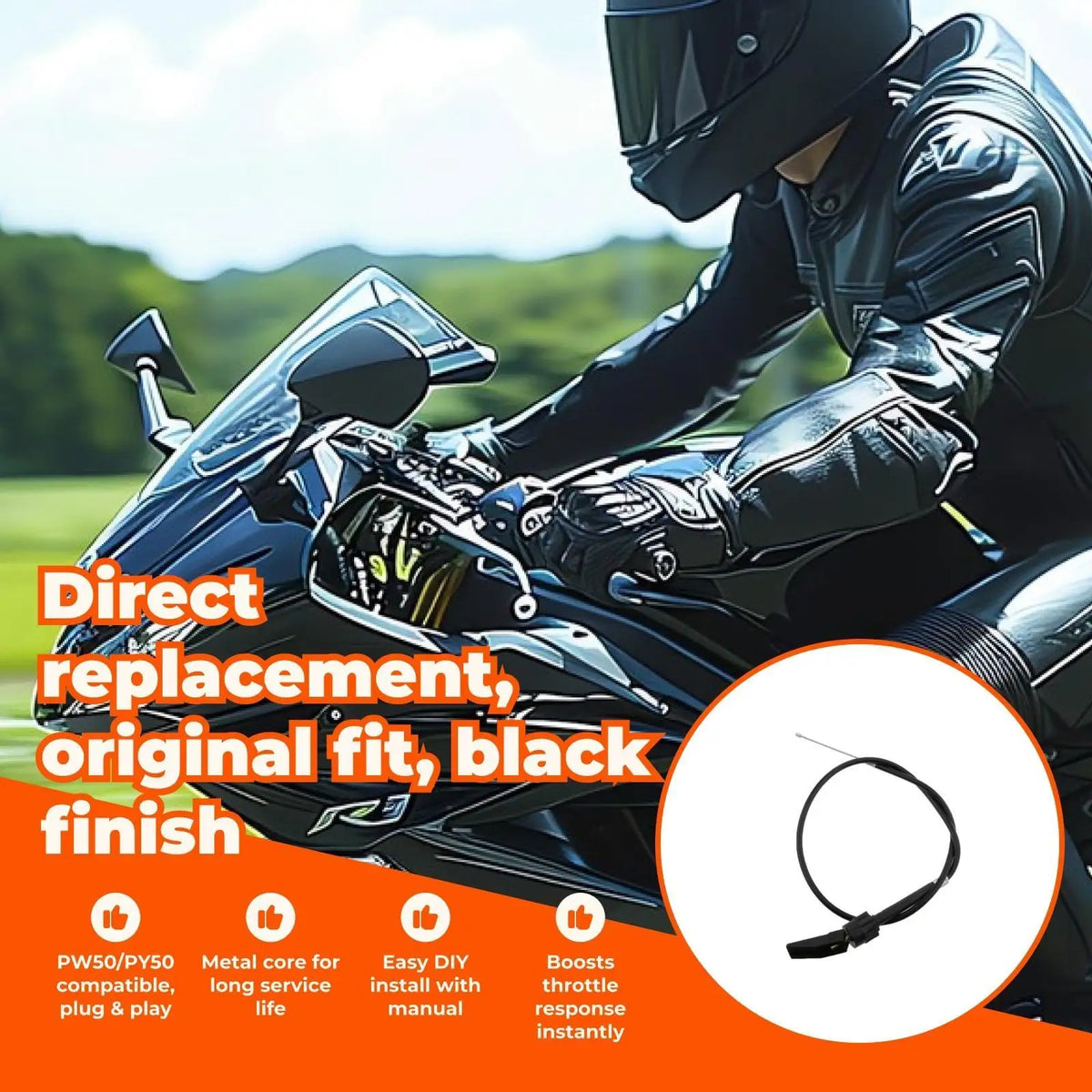 Choke Throttle Cable High Quality Metal Assembly for PW50 PY50 Motorbike Modific for PY50 PW50 - Automotive LED Light