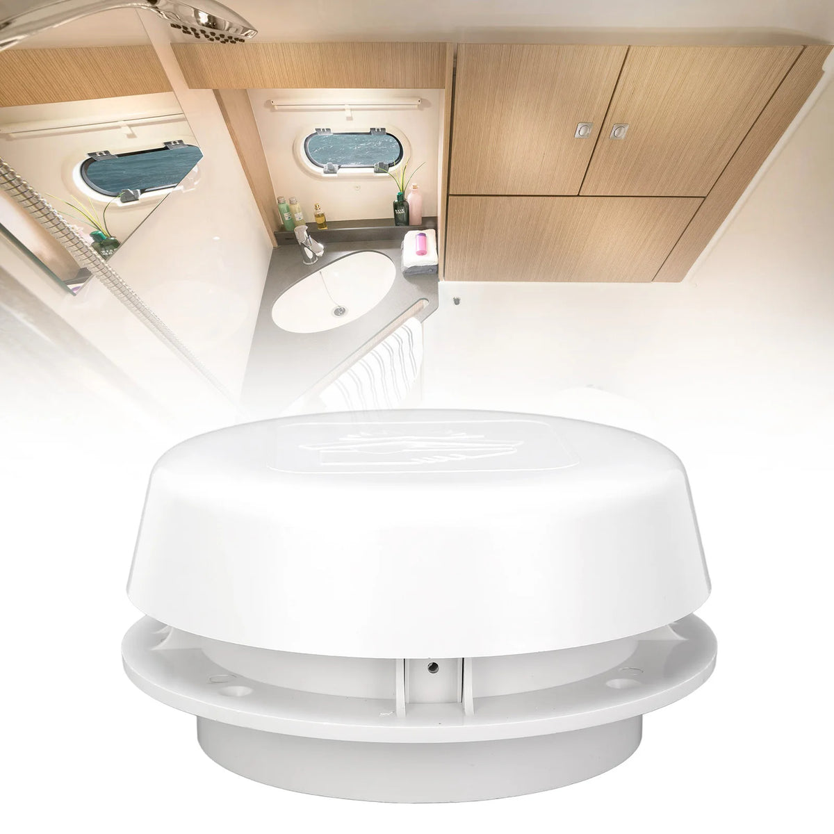 RV Roof Vent Cap 155mm Air Exchange Oxidation Resistant Round Mushroom Ventilation Cap with Mesh - Automotive LED Light