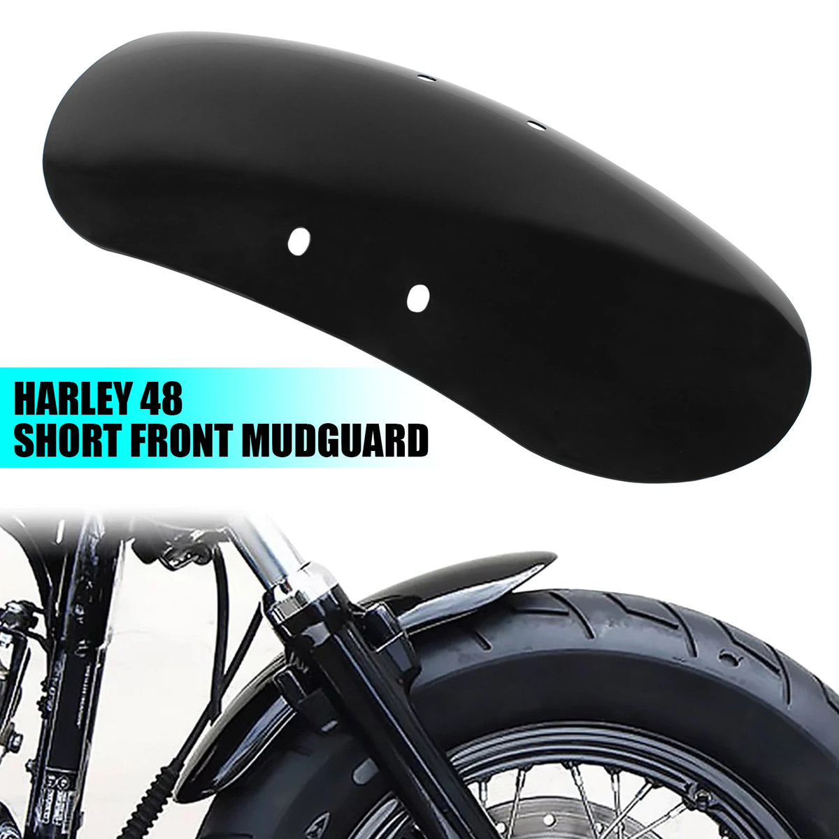 Motorcycle Gloss Black Custom Short Front Fender For Harley Sportster Forty Eight XL1200X 2010-2 - Automotive LED Light