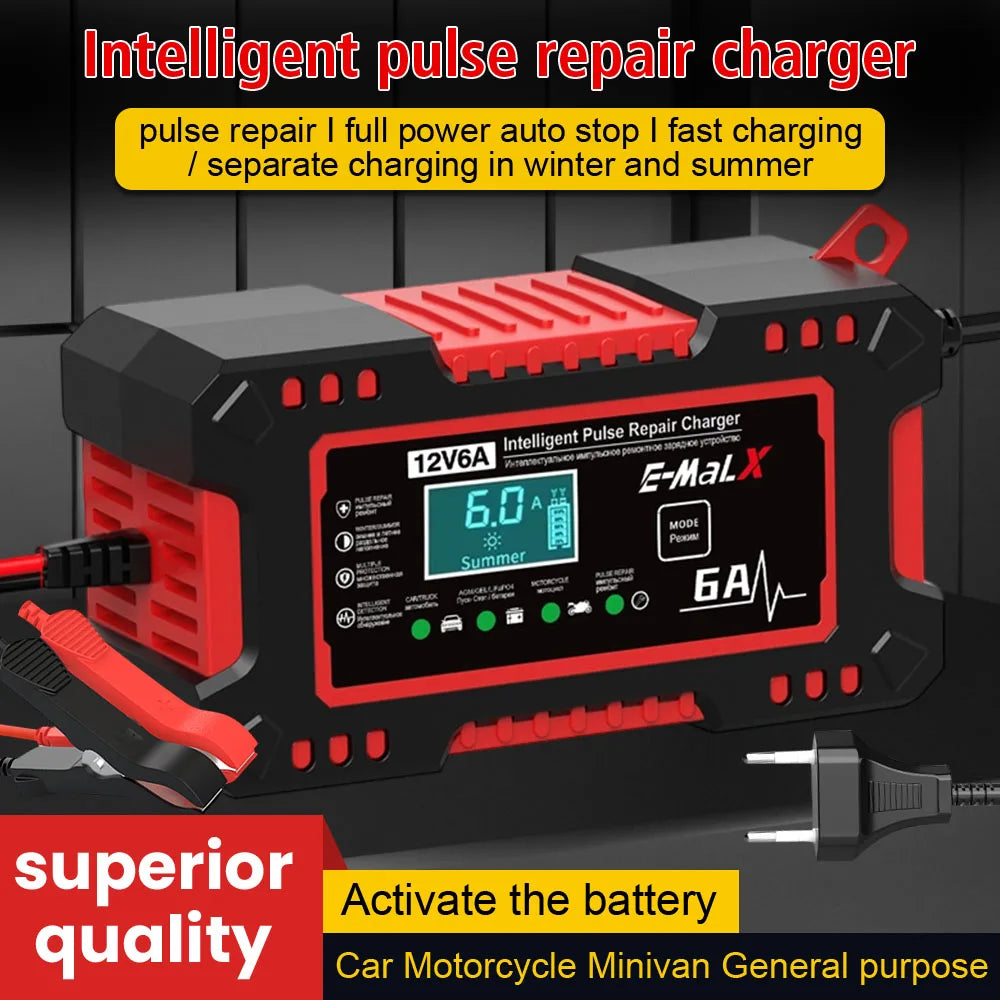 Car Battery Charger 12V 6A Digital Intelligent Pulse Repair Display Overvoltage Protection House - Automotive LED Light