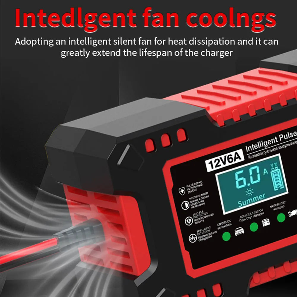 Car Battery Charger 12V 6A Digital Intelligent Pulse Repair Display Overvoltage Protection House - Automotive LED Light