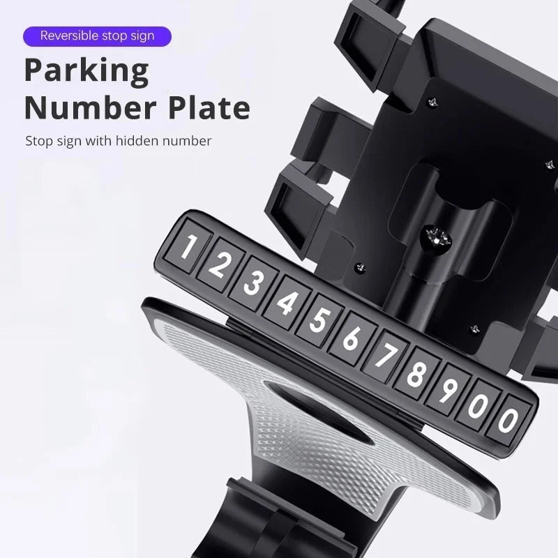 Universal Dashboard Car Phone Holder with Parking Number Plate 360 Degree Rotatable Auto Mobile  - Automotive LED Light