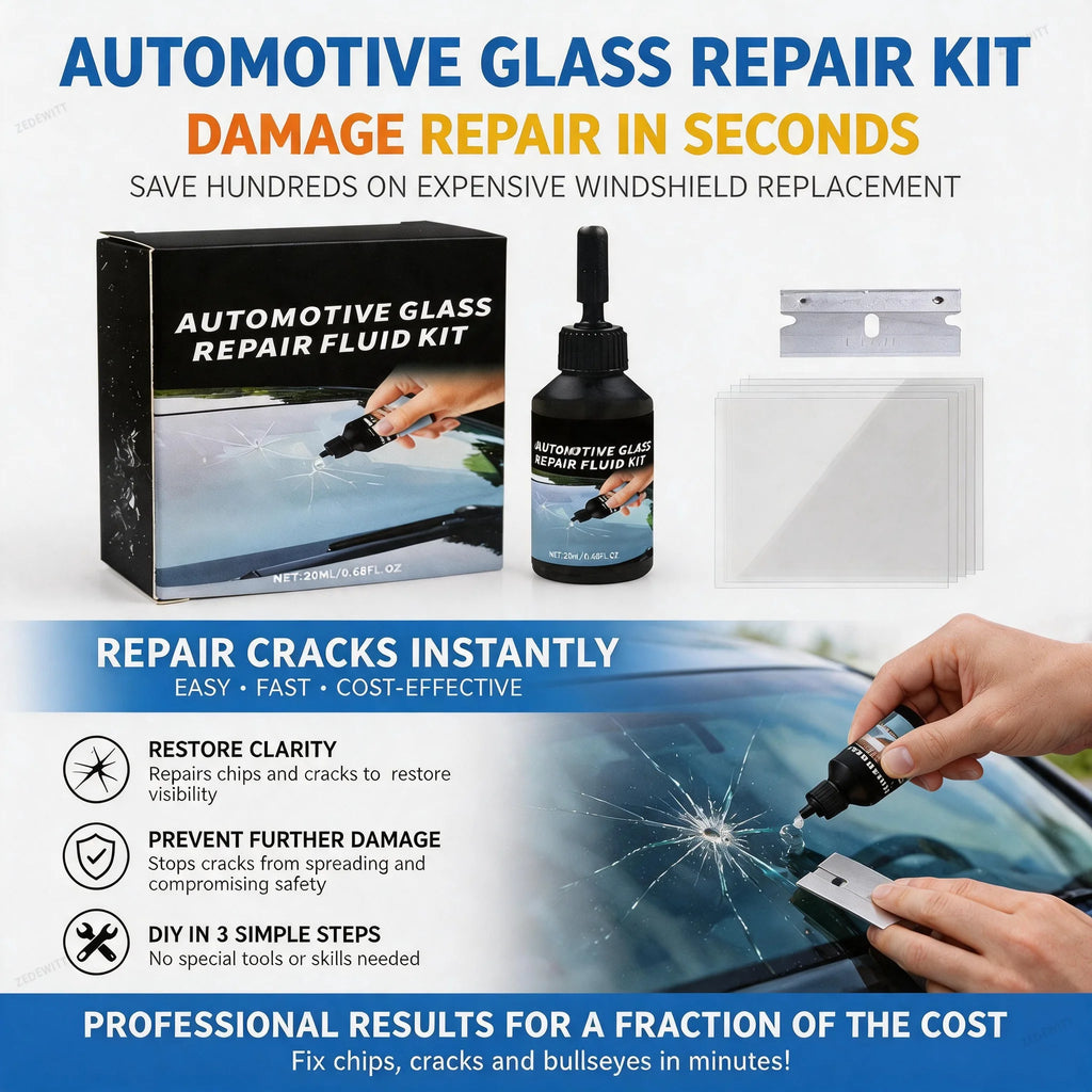 20ml Car Window Repair Resin Kit DIY Crack Chip Scratch Fix Tool Curing Film Scraper Portable Au - Automotive LED Light