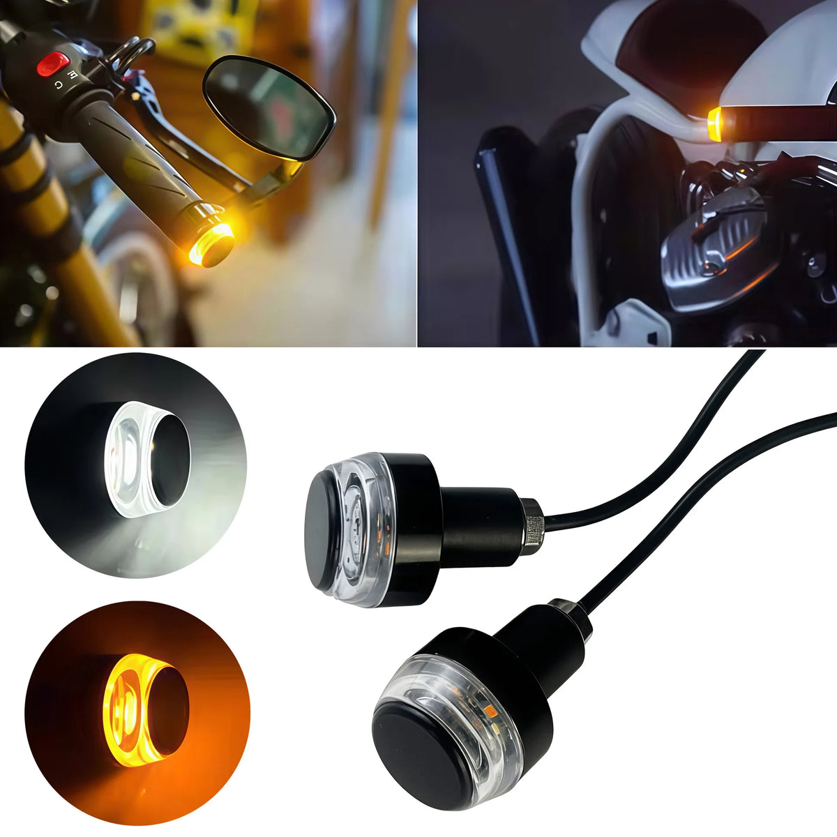 Motorcycle LED Modified Turn Signal Handle Light BWQ-066 with Light Plug, Always on White Light, - LED Motorcycle Light