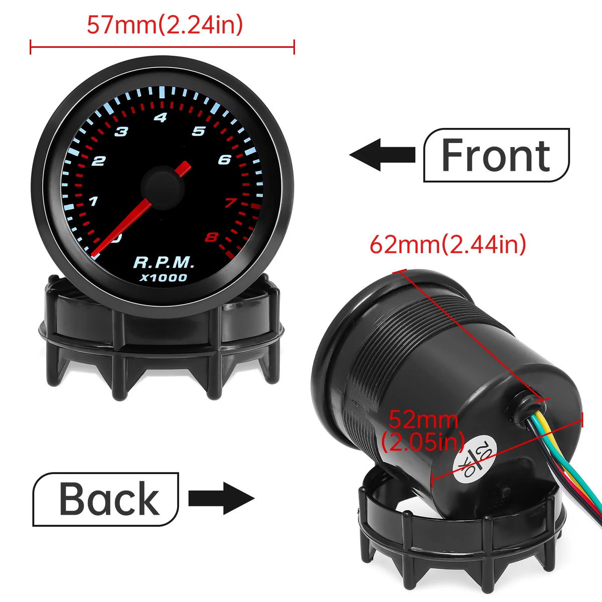 AD White Light 52mm Water Temperature Gauge + Sensor Volt Oil Temp Oil Pressure Rpm Tachometers  - Automotive LED Light