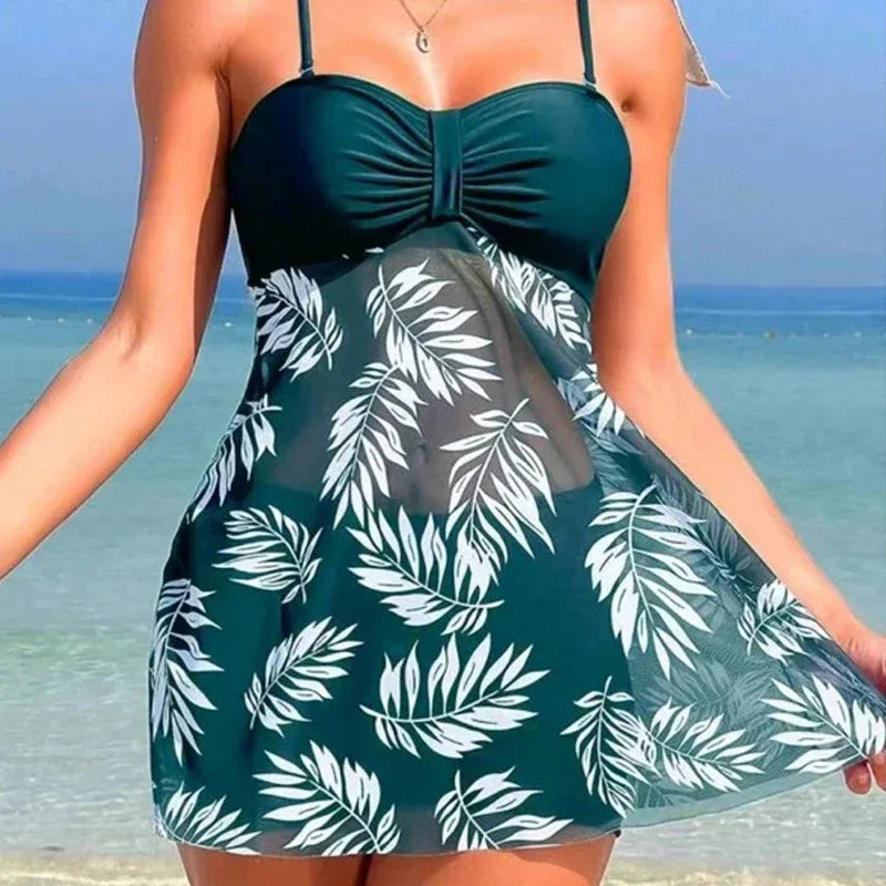 2024 Summer Short Dress Split Swimsuit Women's Sexy Fashion High Waist Swimsuit Thickened Mesh P - Automotive LED Light